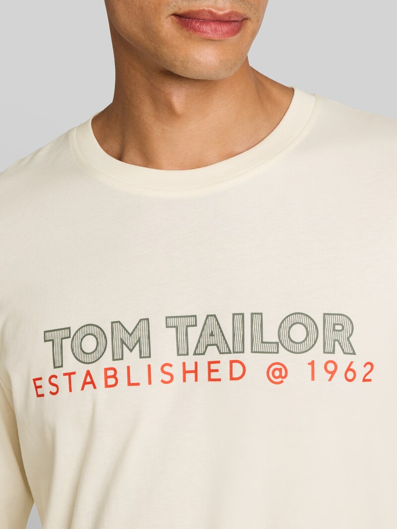 Tom Tailor Langarmshirt mit Logo-Print - Gardenia White