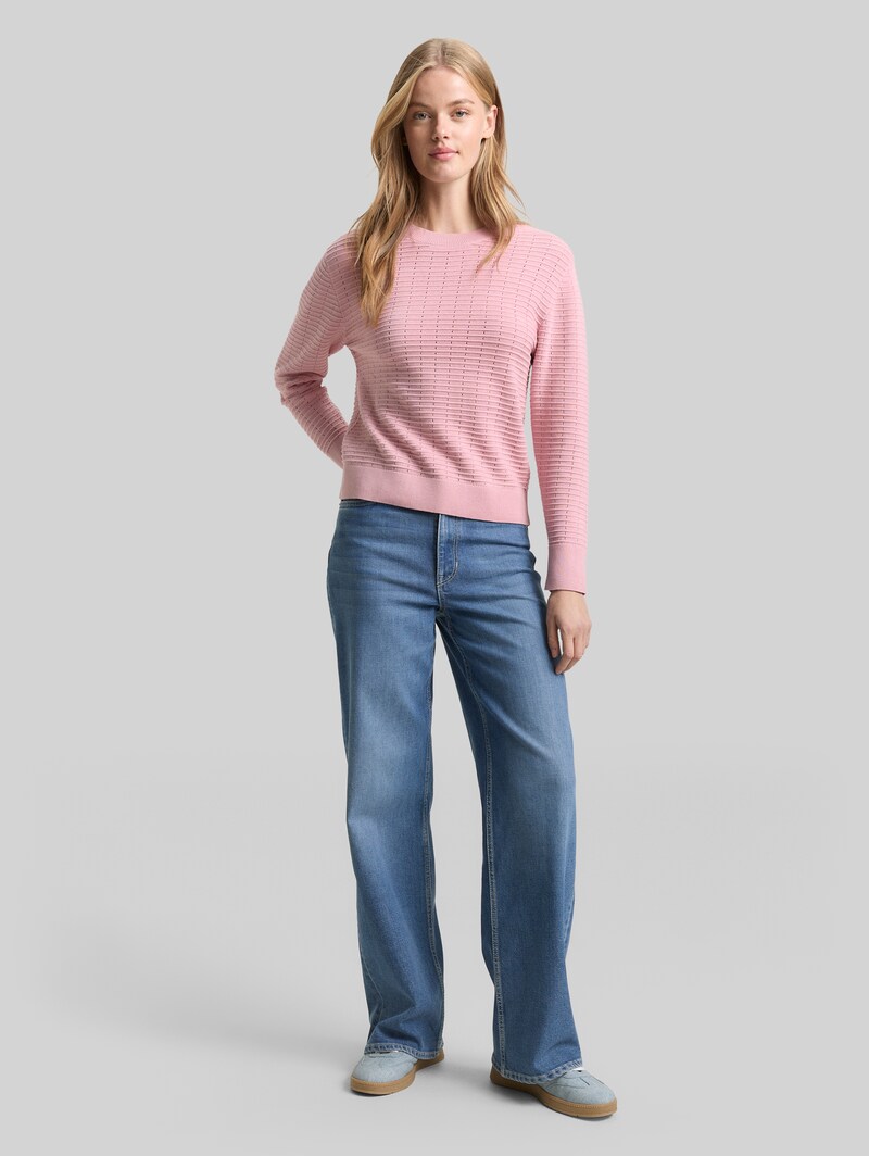 Tom Tailor Strickpullover mit Rundhalsausschnitt - Soft Mauve Rose