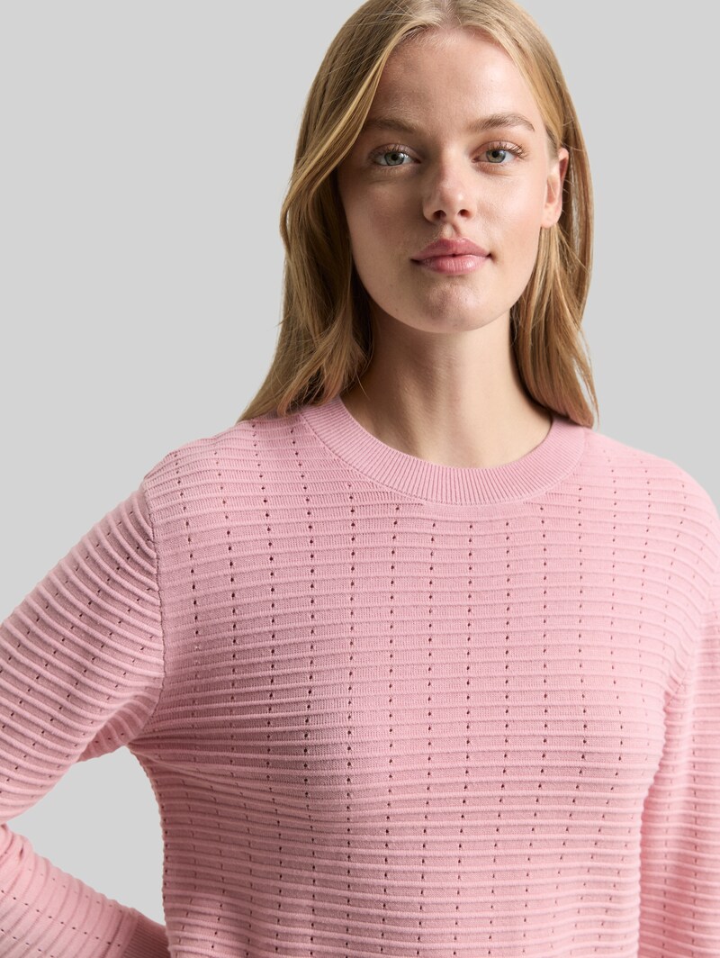 Tom Tailor Strickpullover mit Rundhalsausschnitt - Soft Mauve Rose