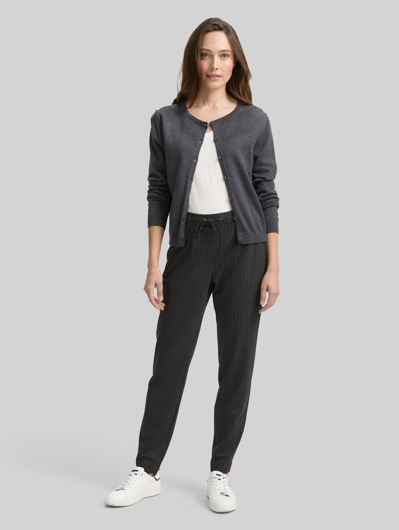 Tom Tailor Loose Fit Hose mit Nadelstreifen - Grey White Pinstripe