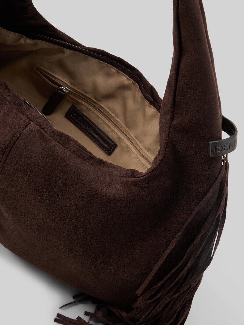 Tom Tailor TTDEYANIRA Beuteltasche mit Fransen - Dark Brown
