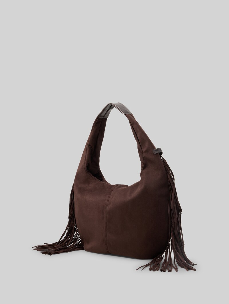 Tom Tailor TTDEYANIRA Beuteltasche mit Fransen - Dark Brown