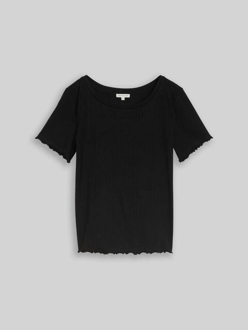 Tom Tailor T-Shirt mit Rippstruktur - Deep Black