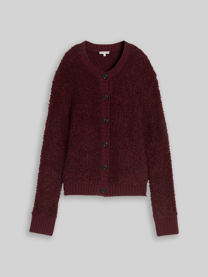 Tom Tailor Loose Fit Bouclé Cardigan - Preppy Plum Melange