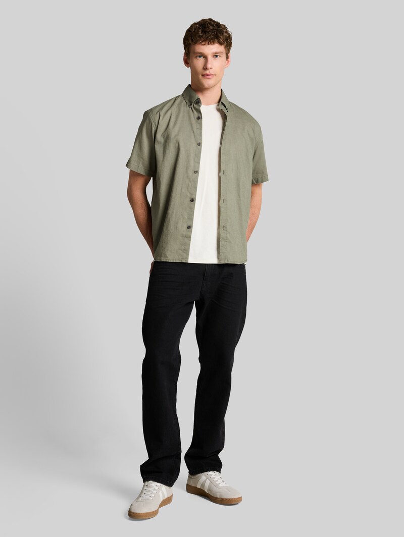 Tom Tailor Relaxed Fit Kurzarmhemd mit Leinenanteil - Sea Spray