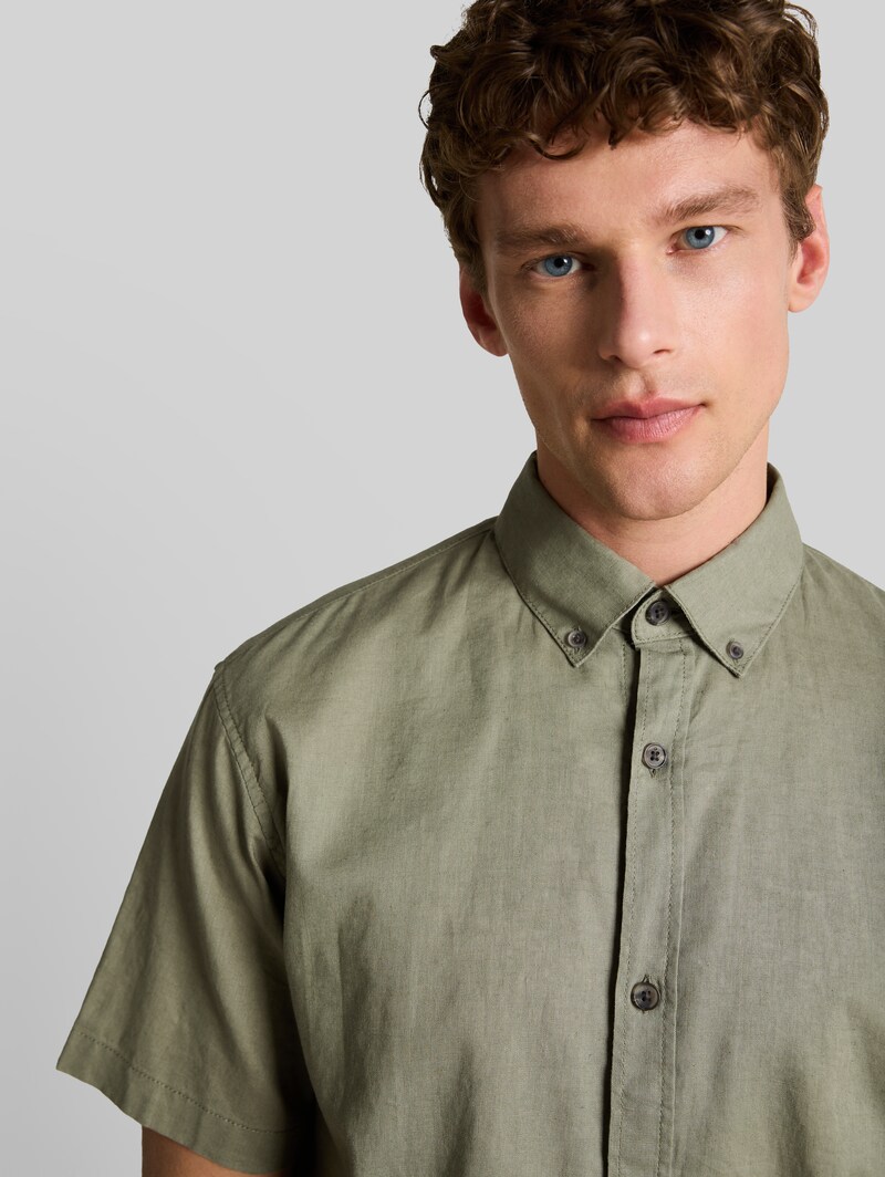 Tom Tailor Relaxed Fit Kurzarmhemd mit Leinenanteil - Sea Spray