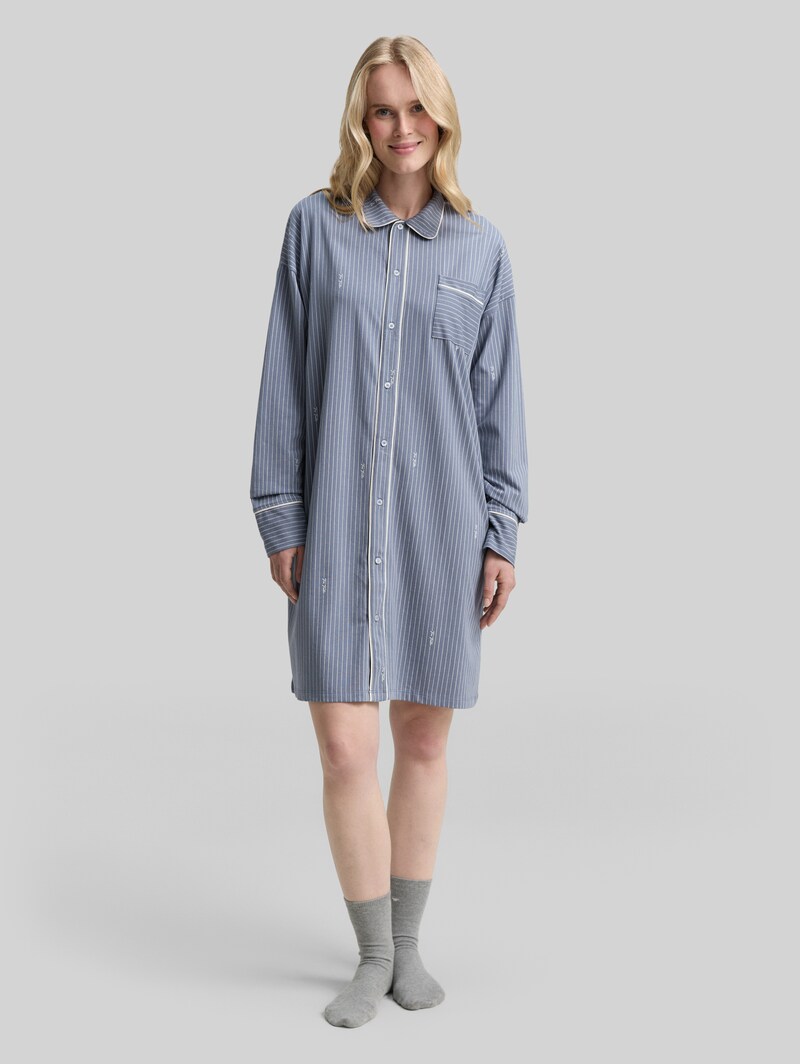 Tom Tailor Gestreiftes Nachthemd - Blue-medium-vertical Stripe