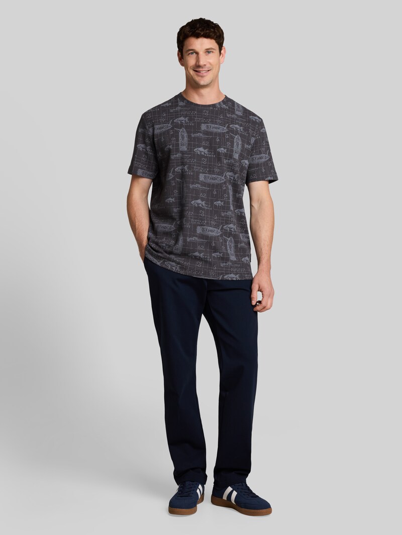 Tom Tailor T-Shirt mit Allover-Print - Grey Nautical Design