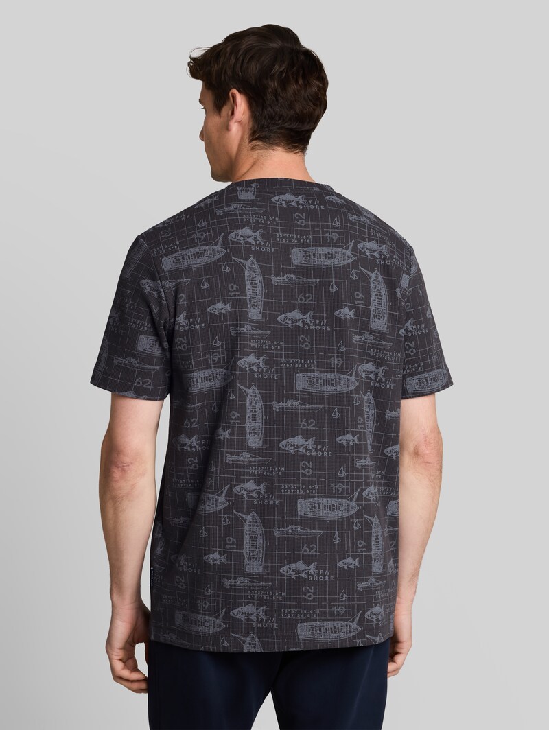 Tom Tailor T-Shirt mit Allover-Print - Grey Nautical Design