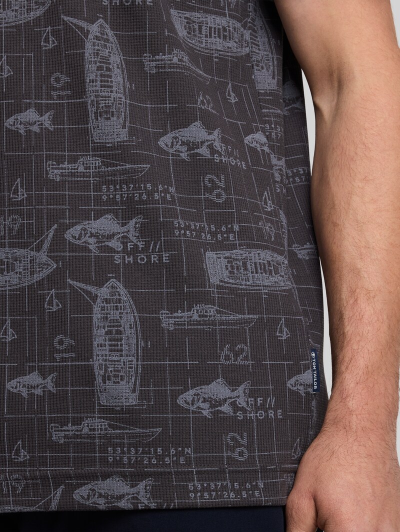 Tom Tailor T-Shirt mit Allover-Print - Grey Nautical Design