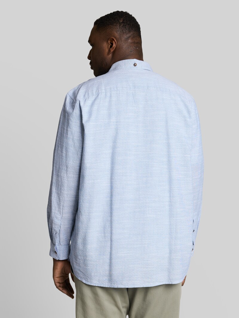 Tom Tailor Plus Size - Regular Fit Hemd mit Turn-Up-Funktion - Blue Petrol Structure