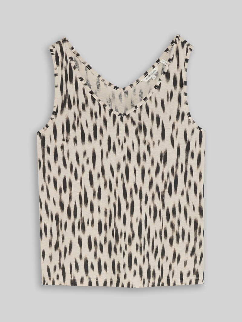 Tom Tailor Top mit Leinenanteil - Sand Stone Beige Abstract Dot