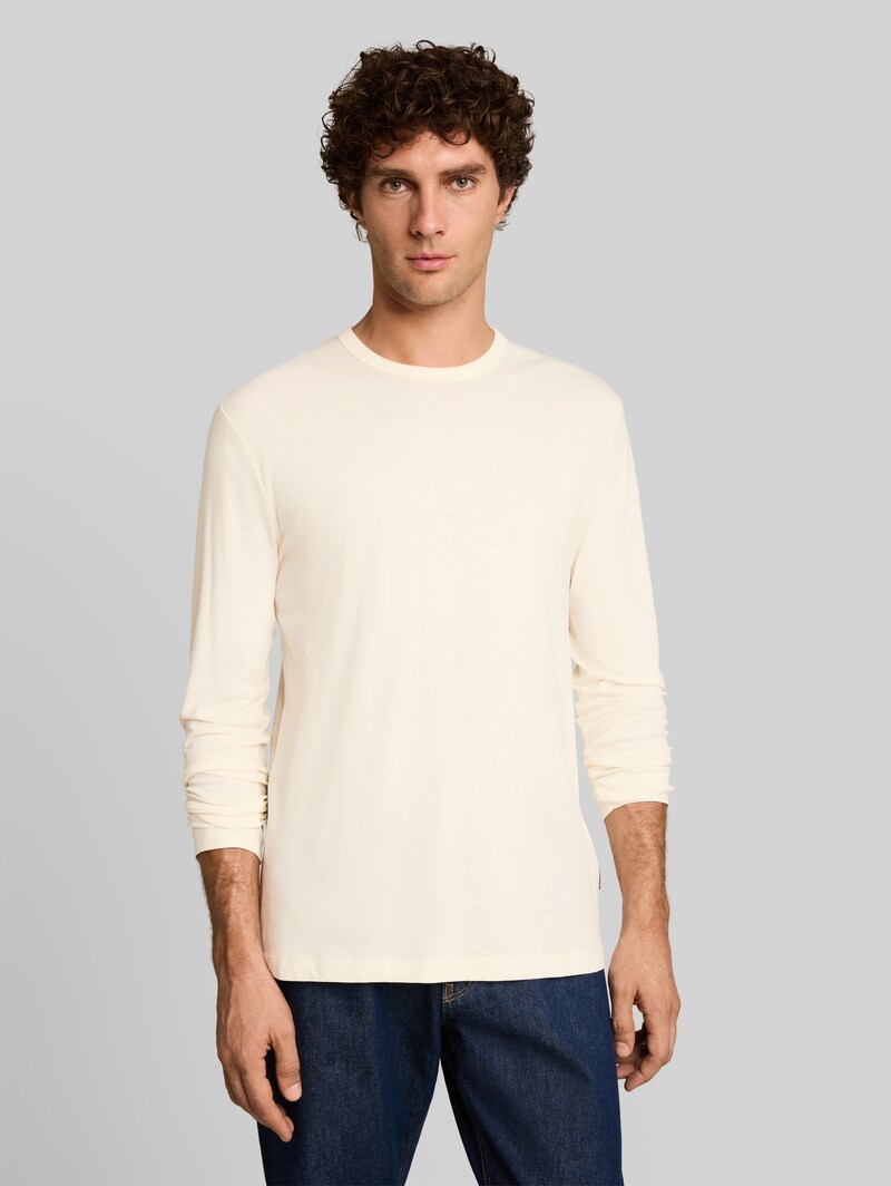 Tom Tailor Basic Langarmshirt aus Baumwolle - Gardenia White