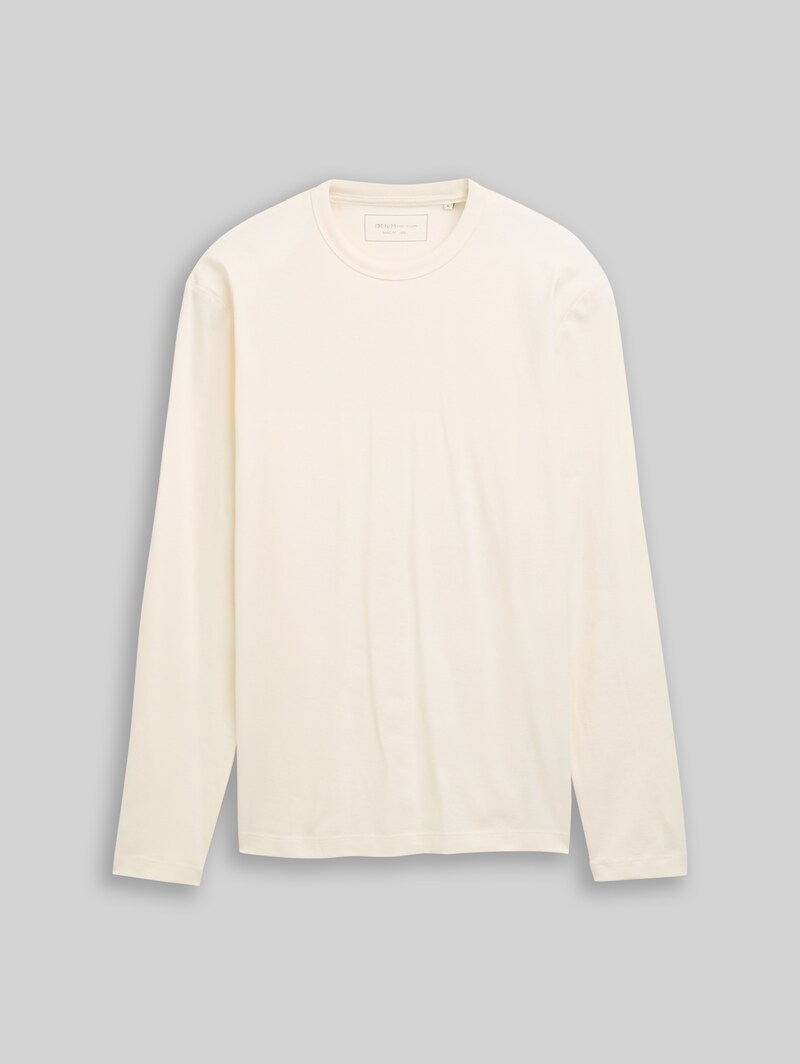 Tom Tailor Basic Langarmshirt aus Baumwolle - Gardenia White