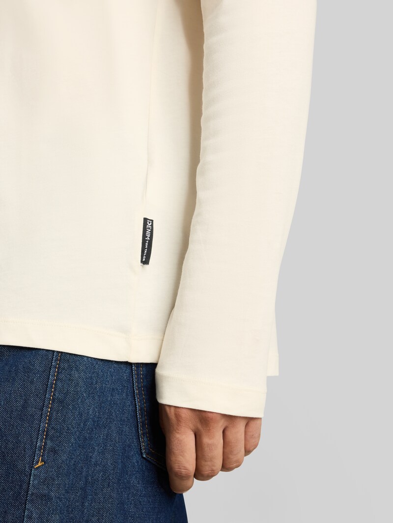 Tom Tailor Basic Langarmshirt aus Baumwolle - Gardenia White