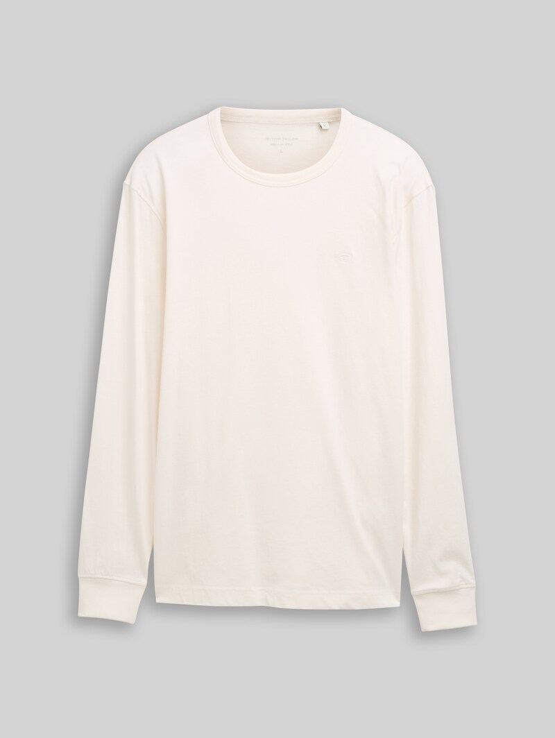 Tom Tailor Basic Langarmshirt aus Baumwolle - Gardenia White