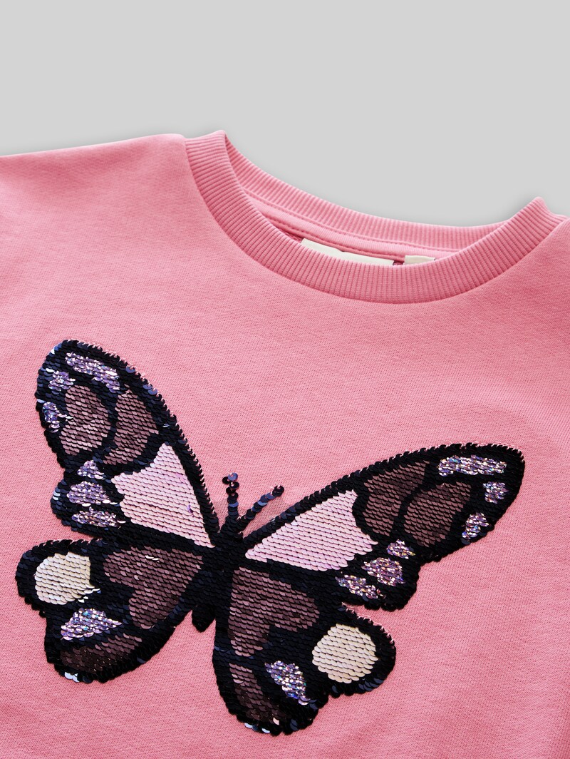Tom Tailor Cropped Sweatshirt mit Wendepailletten - Smooth Rose