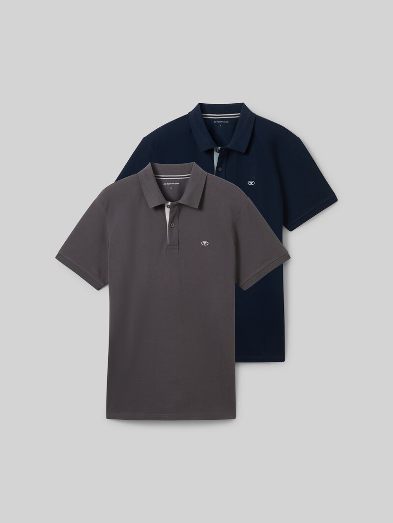 Tom Tailor Poloshirts im 2er-Pack - Tarmac Grey