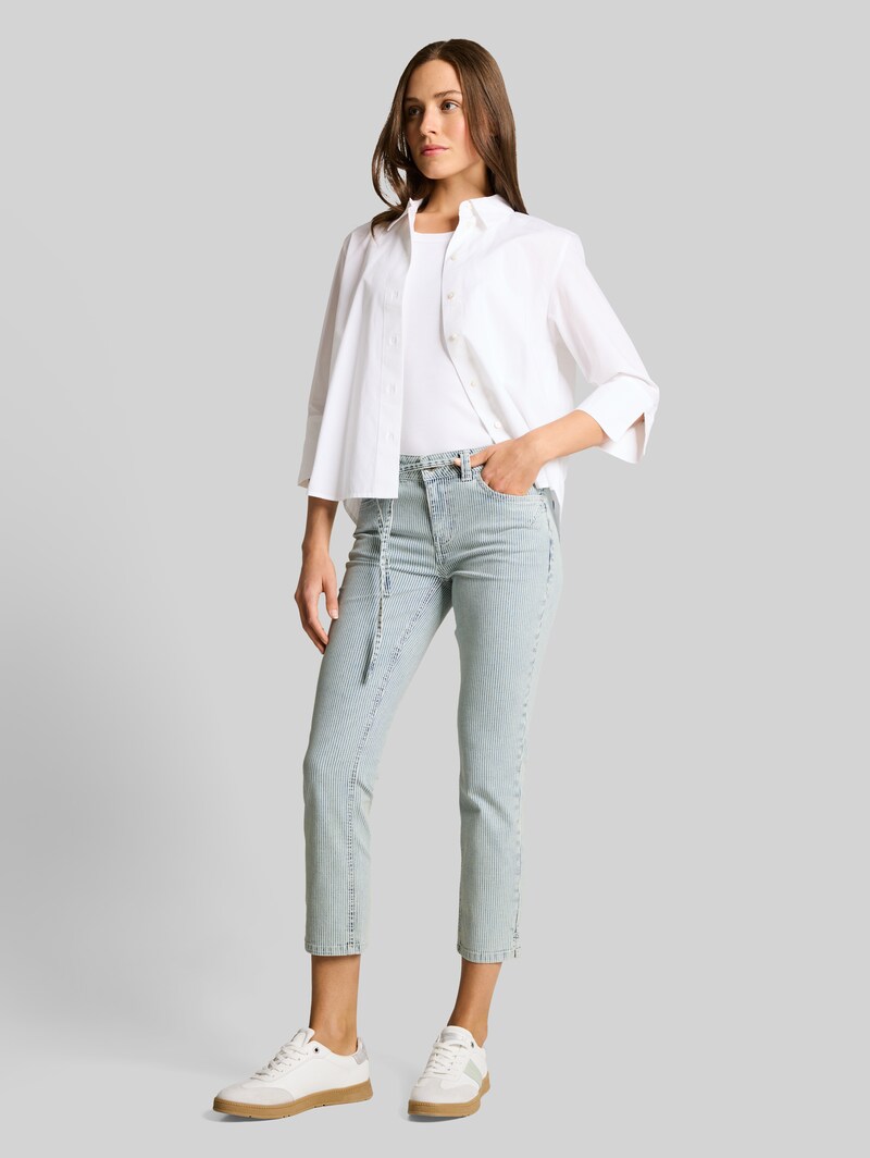 Tom Tailor TTLENE SLIM CROPPED Jeans mit Streifenmuster - Denim Offwhite Stripe