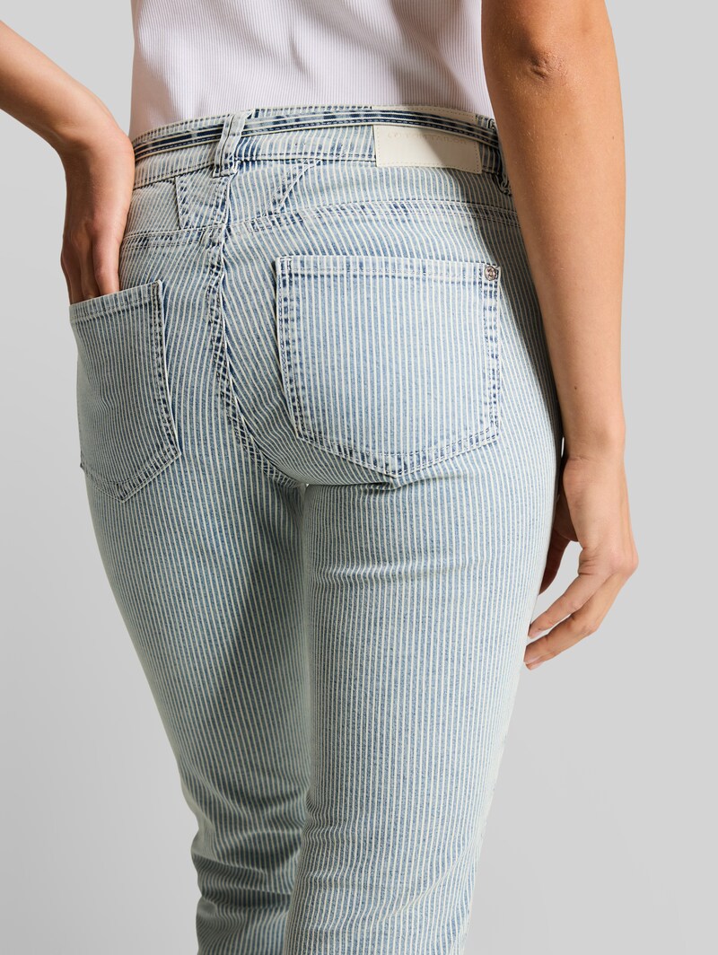 Tom Tailor TTLENE SLIM CROPPED Jeans mit Streifenmuster - Denim Offwhite Stripe
