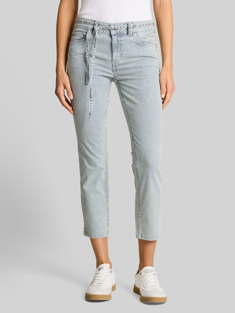 Tom Tailor TTLENE SLIM CROPPED Jeans mit Streifenmuster - Denim Offwhite Stripe