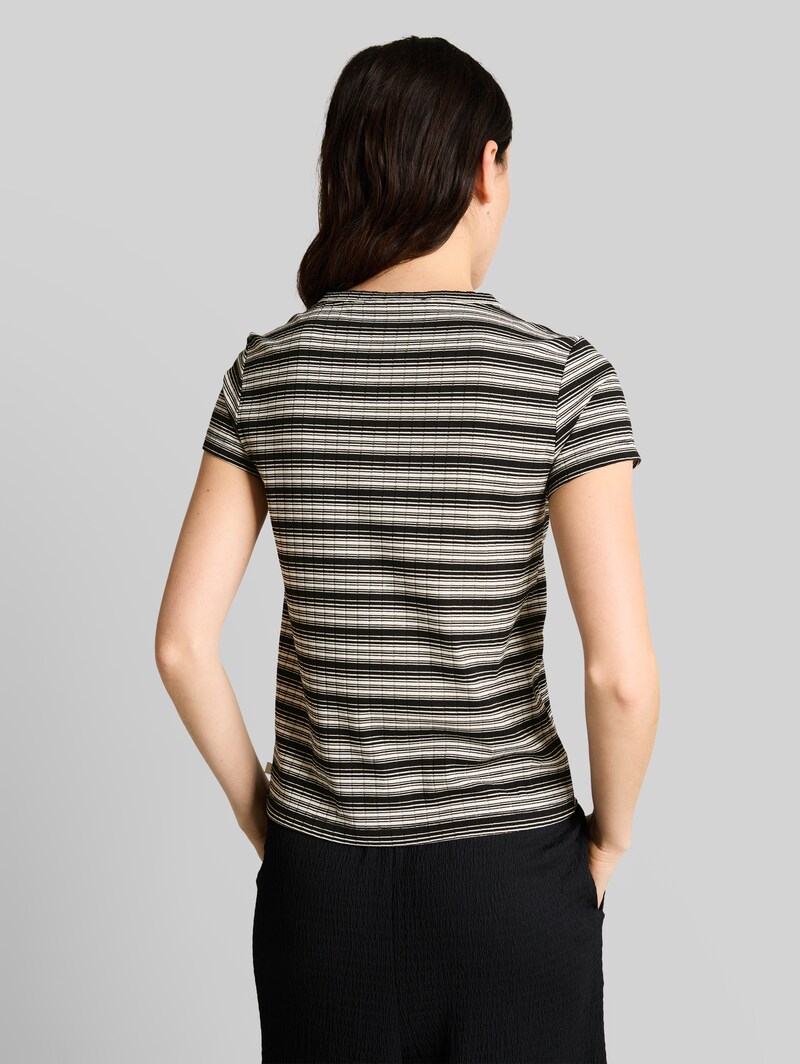 Tom Tailor Henley T-Shirt mit Streifenmuster - Black White Gradient Stripe