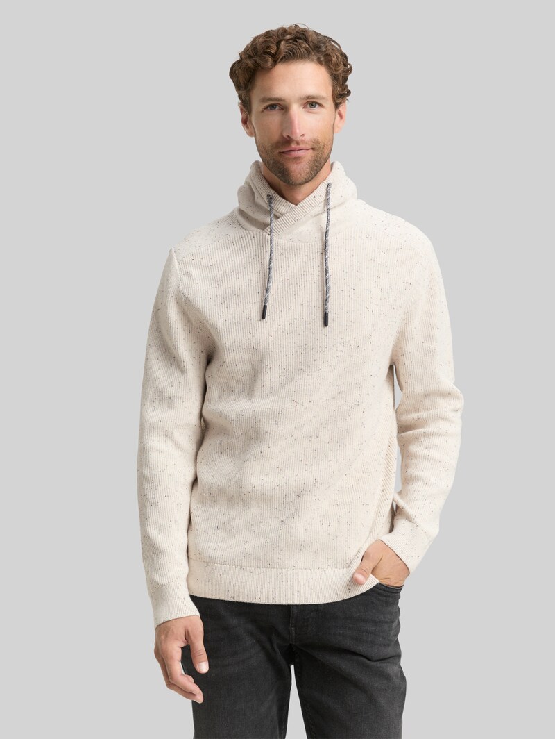 Tom Tailor Snood Strickpullover in Melange-Optik - Offwhite Melange Neps Tom Tailor Snood Strickpullover in Melange-Optik - Offwhite Melange Neps