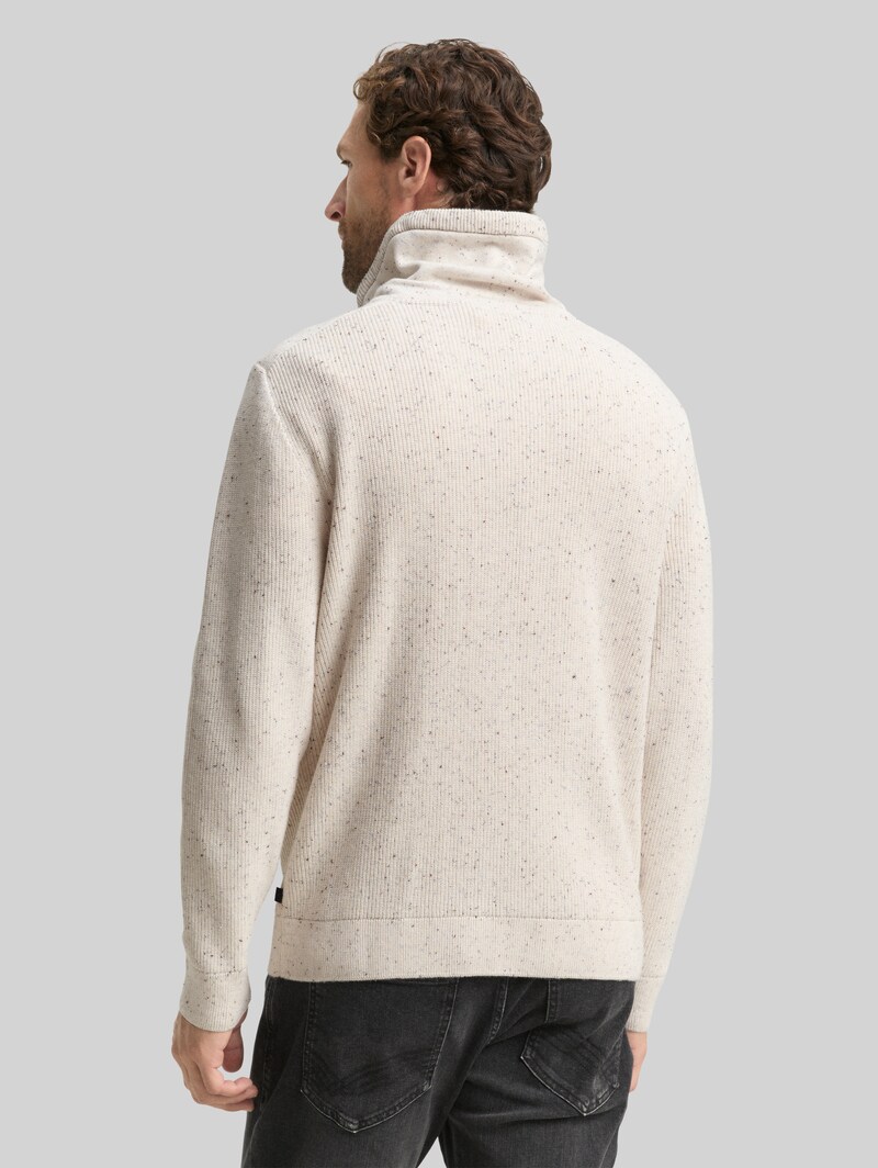 Tom Tailor Snood Strickpullover in Melange-Optik - Offwhite Melange Neps