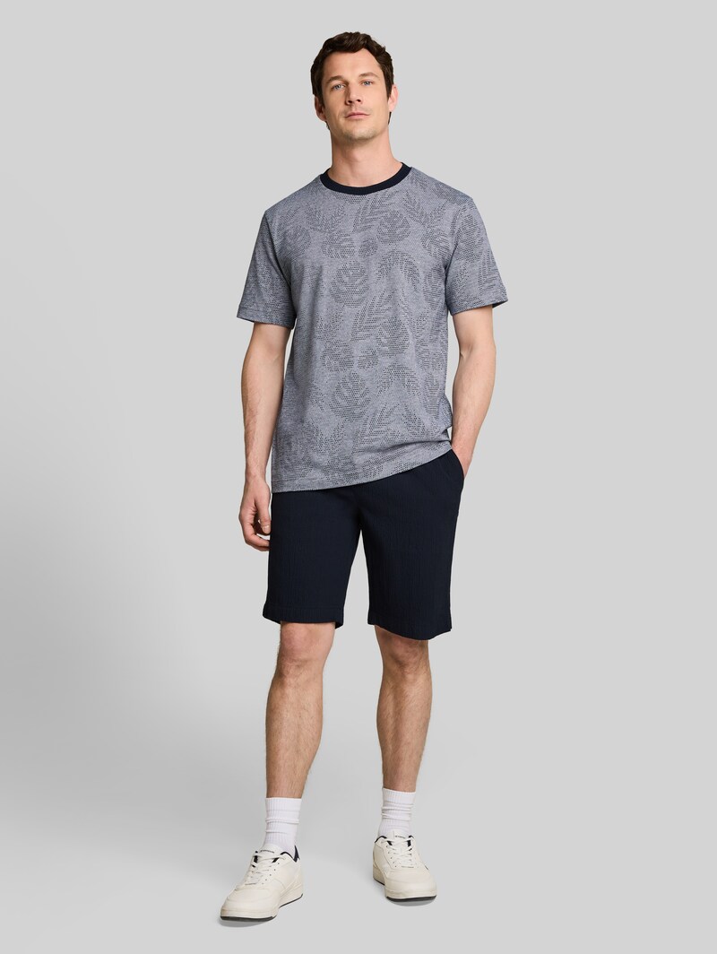 Tom Tailor Seersucker Shorts mit elastischem Bund - Sky Captain Blue