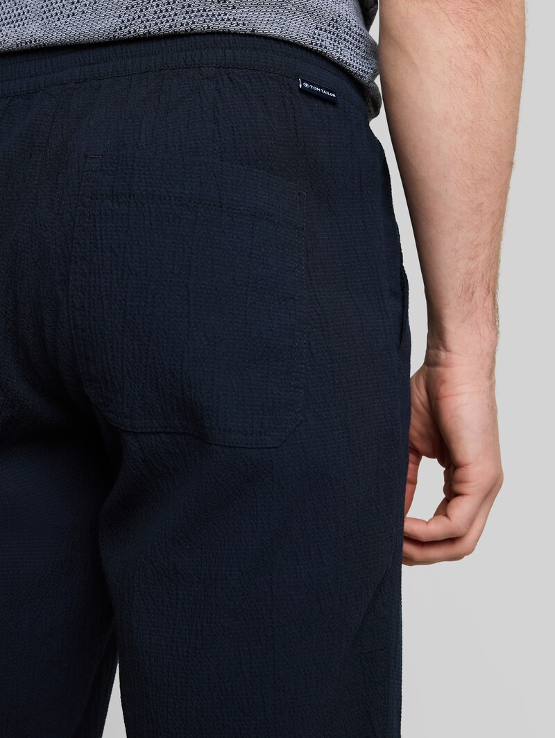 Tom Tailor Seersucker Shorts mit elastischem Bund - Sky Captain Blue
