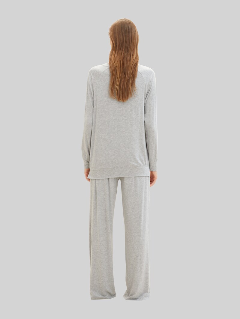 Tom Tailor Pyjama-Hose in Melange Optik - Grey-medium-melange