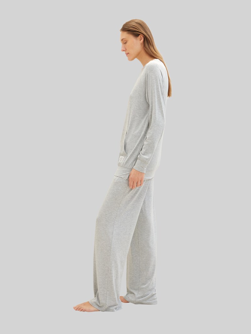 Tom Tailor Pyjama-Hose in Melange Optik - Grey-medium-melange