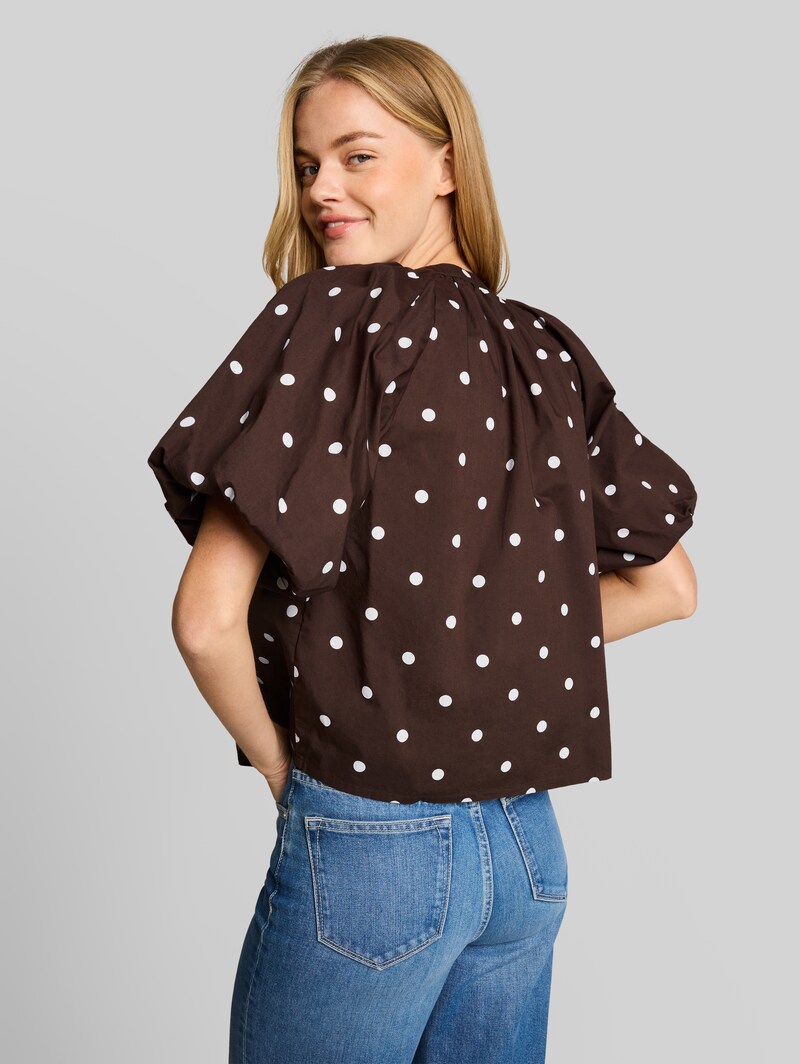 Tom Tailor Popeline Bluse mit Punkten - Dark Brown White Dot