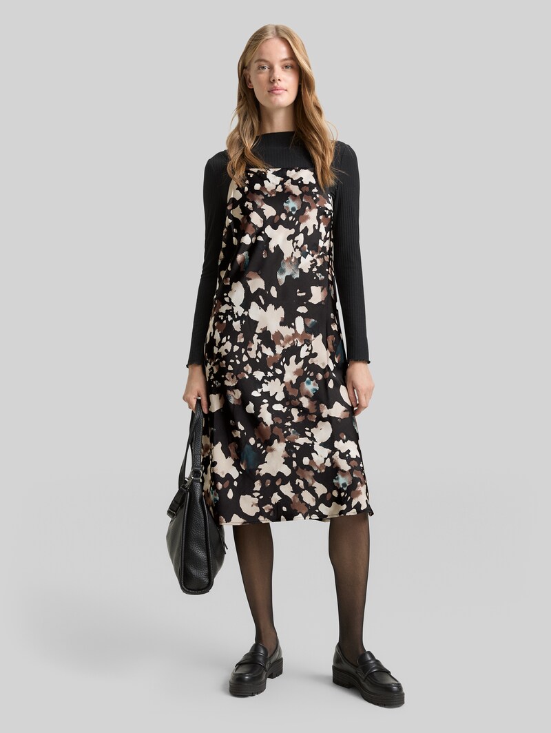 Tom Tailor Satin Midi-Kleid mit Muster - Abstract Print