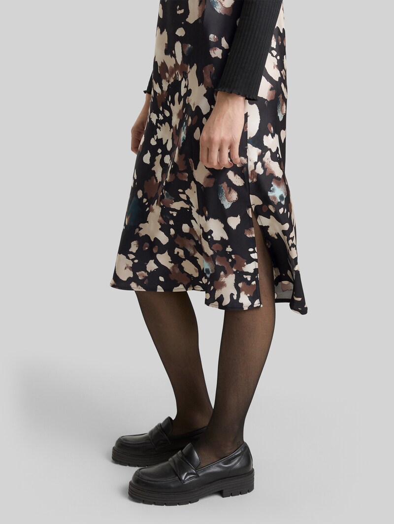 Tom Tailor Satin Midi-Kleid mit Muster - Abstract Print