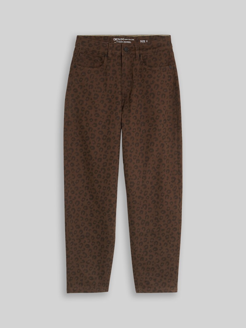 Tom Tailor TTADEA BARREL Jeans mit Leo-Print - Brown Black Leo