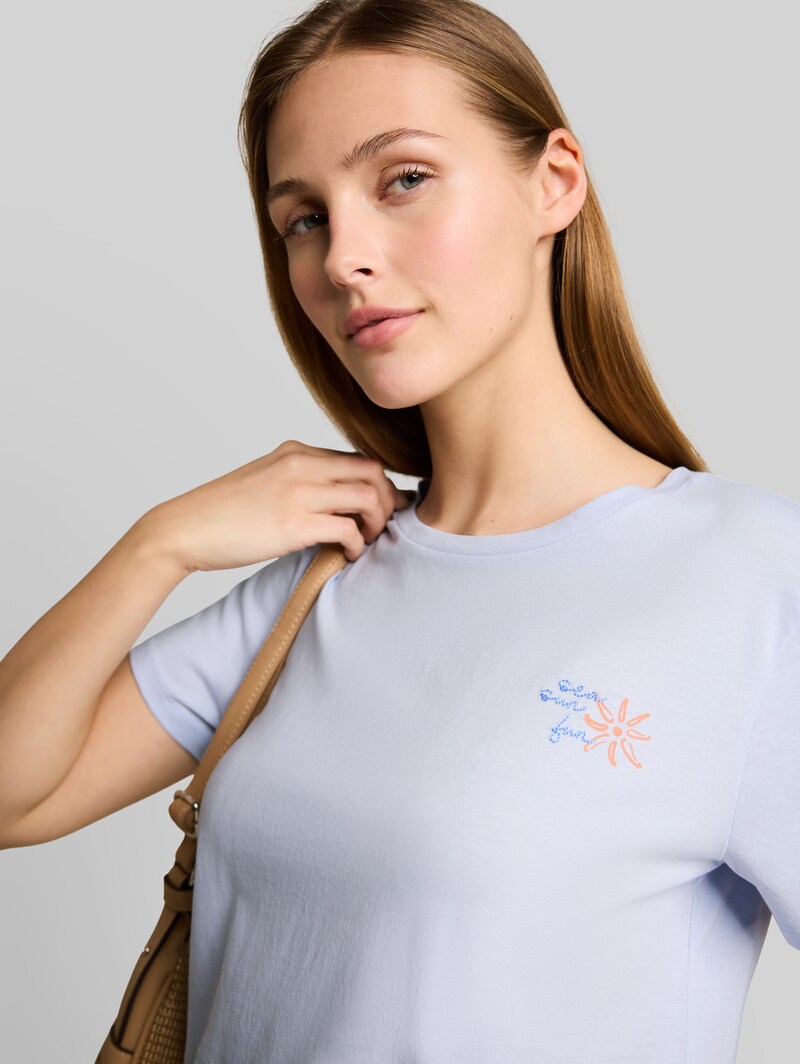 Tom Tailor T-Shirt mit Stickerei - Mountain Sky Blue