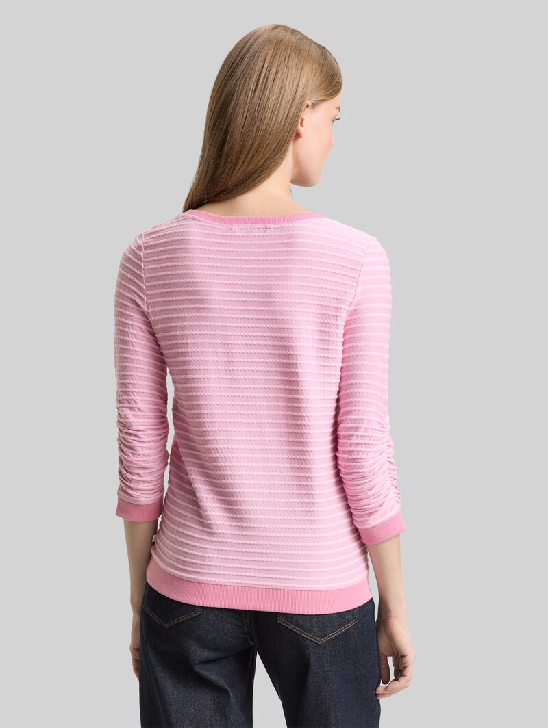Tom Tailor Sweatshirt mit Streifenmuster - Tonal Rose Structure Stripe