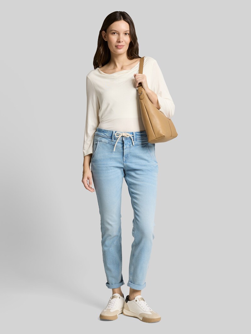 Tom Tailor TTMAYA TAPERED Stretch Jeans mit Kordelzug - Light Stone Blue Denim