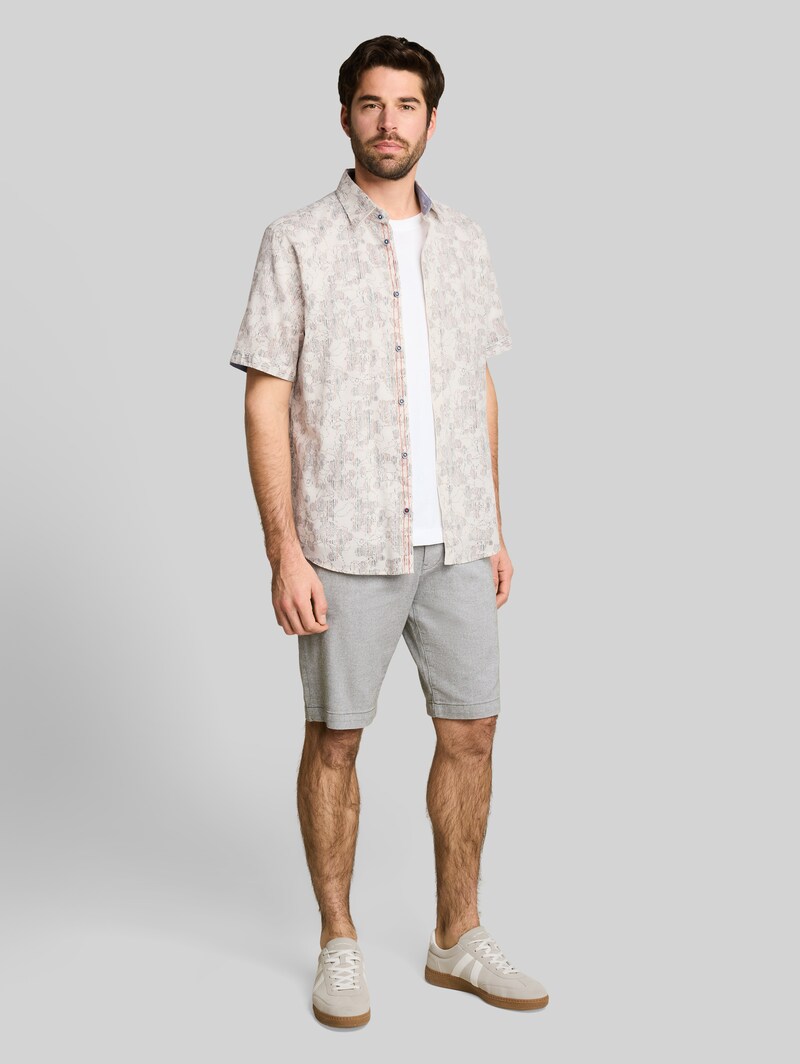 Tom Tailor Regular Fit Kurzarmhemd mit Muster - Off White Irregular Design