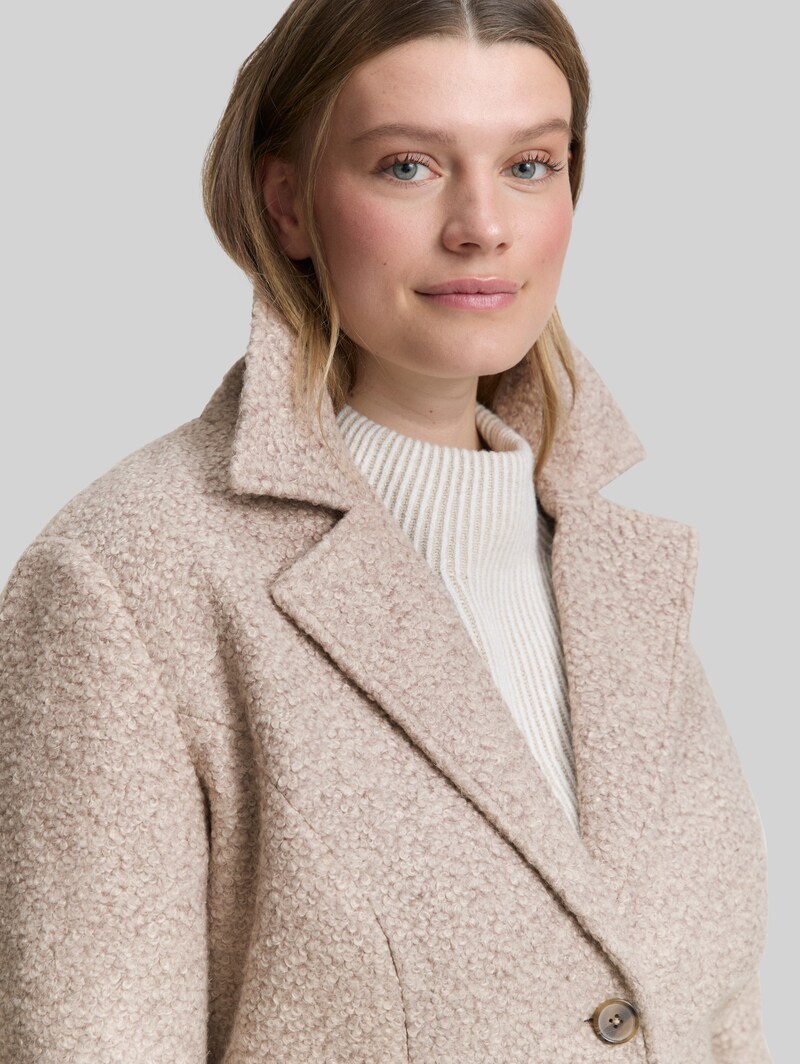 Tom Tailor Plus Size - Bouclé Mantel mit Reverskragen - Boucle Beige Melange