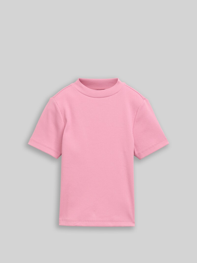 Tom Tailor Cropped T-Shirt mit Rippstruktur - Soft Blush Rose