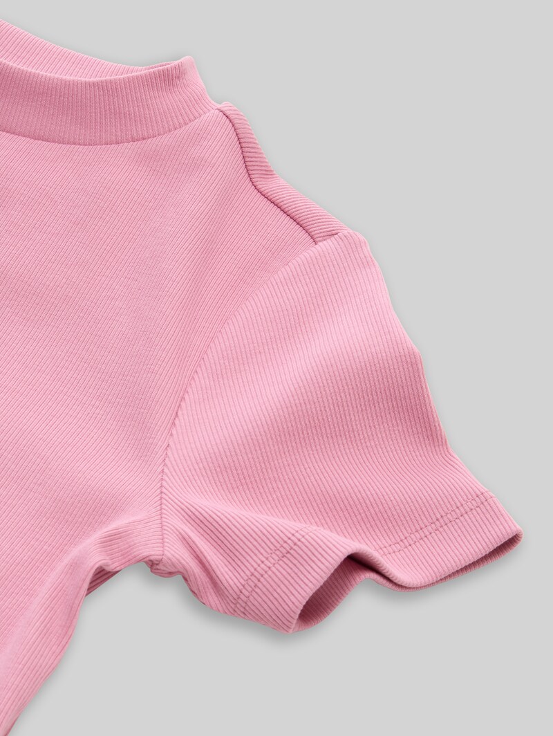 Tom Tailor Cropped T-Shirt mit Rippstruktur - Soft Blush Rose