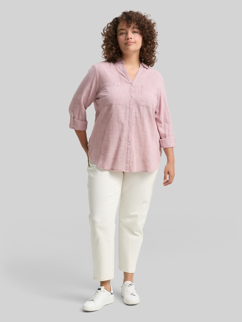 Tom Tailor Plus Size - Bluse mit Brusttaschen - Wineberry Rose
