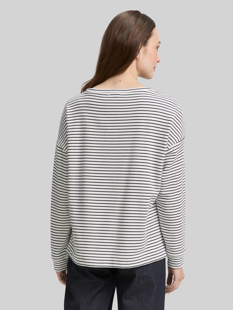 Tom Tailor Sweatshirt mit Streifenmuster - Eclipse Blue Offwhite Stripe