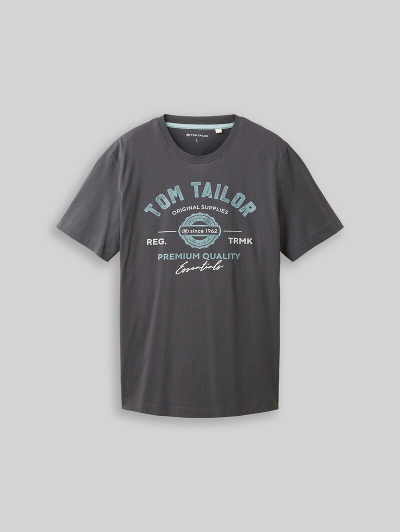 Tom Tailor T-Shirt mit Logo-Print - Tarmac Grey