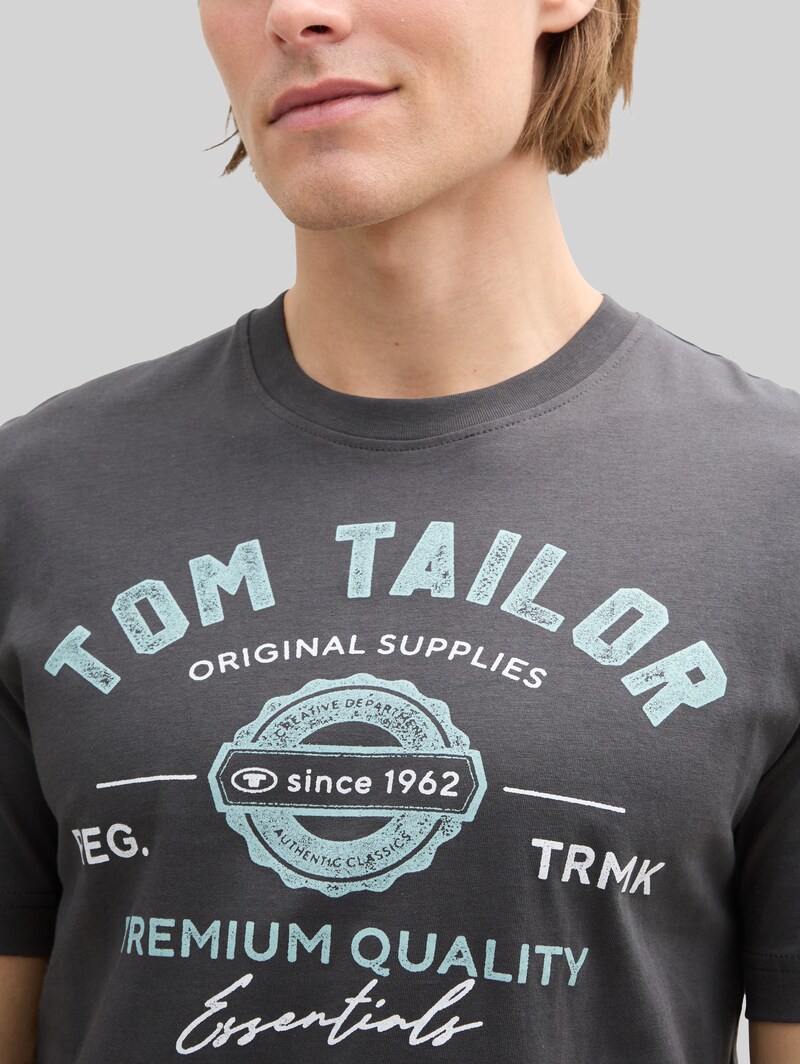 Tom Tailor T-Shirt mit Logo-Print - Tarmac Grey