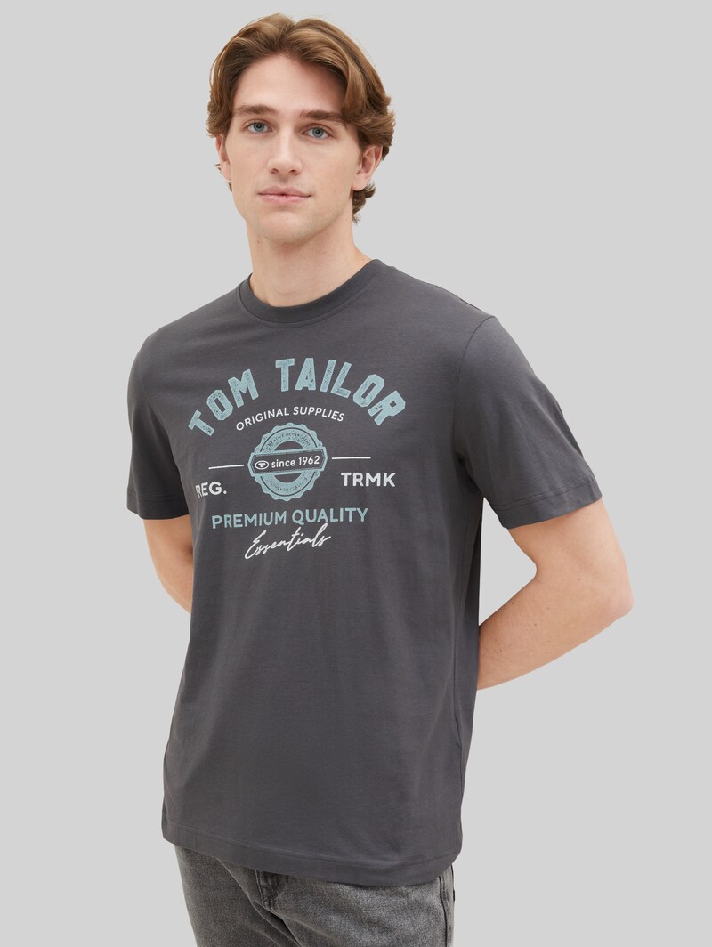 Tom Tailor T-Shirt mit Logo-Print - Tarmac Grey