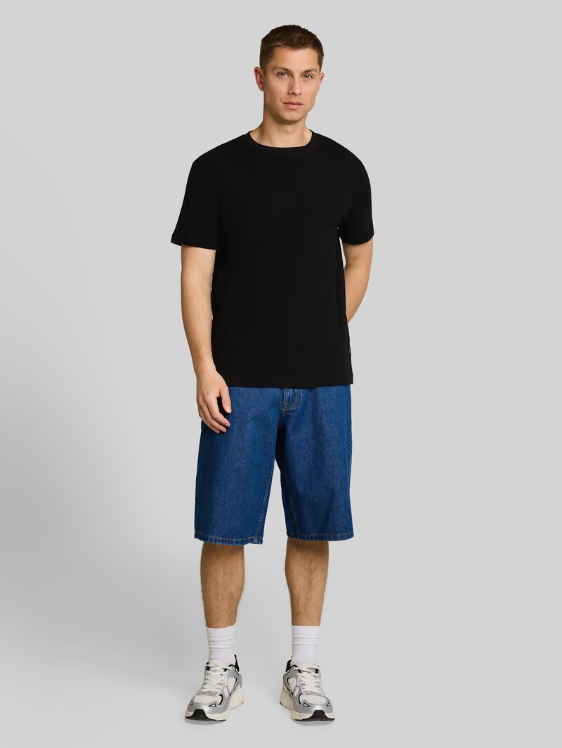 Tom Tailor T-Shirt mit Waffelstruktur - Black