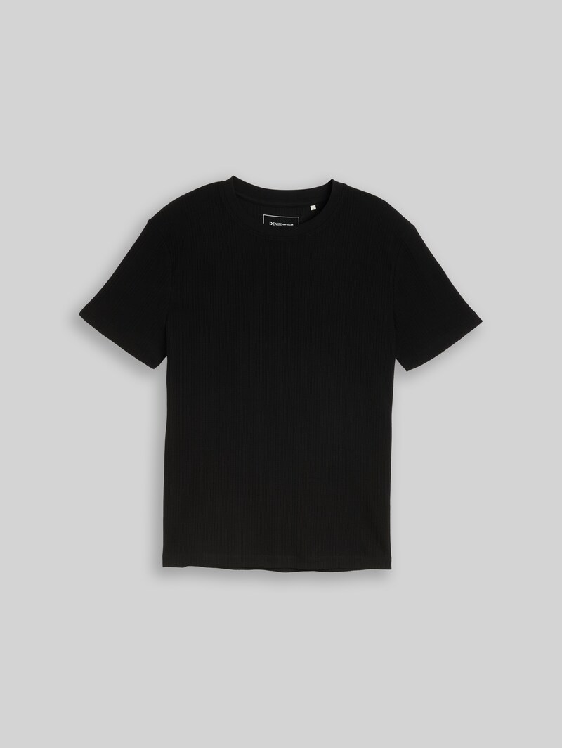 Tom Tailor T-Shirt mit Waffelstruktur - Black
